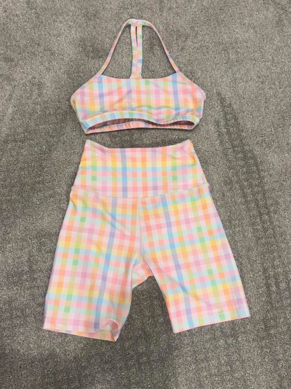 Pastel Plaid Active Set Beyond Yoga